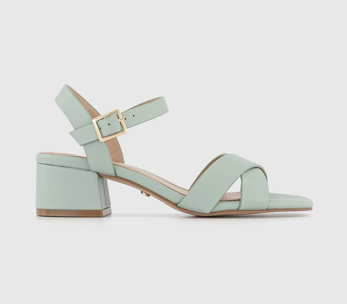 OFFICE - Majesty Cross Strap Block Heels Green