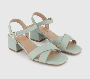 OFFICE - Majesty Cross Strap Block Heels Green