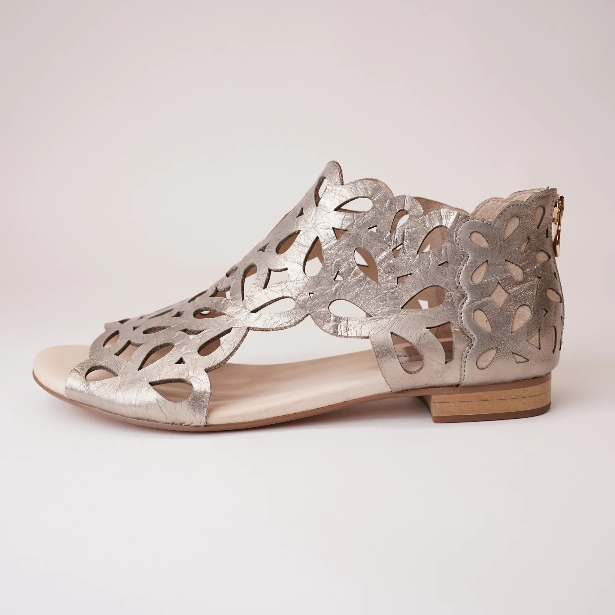 Pietro Champagne Metallic Leather Sandals