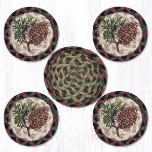 Pinecone Coaster Set With Basket