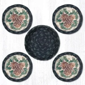 Pinecones Braided Jute Coaster Set