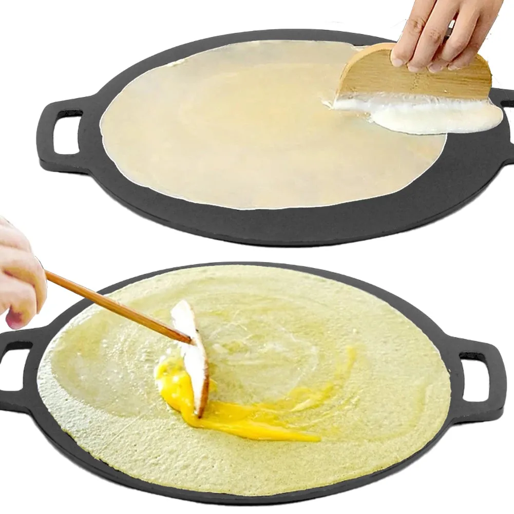 Pre-Seasoned Cast Iron 5pc Crepe Pan Set with Tools