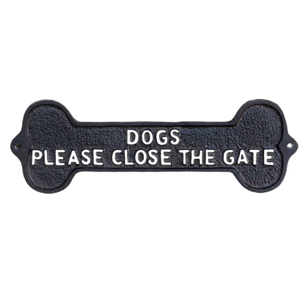 "Please Close the Gate" Dog Bone Sign - 13.25" x 4.25"