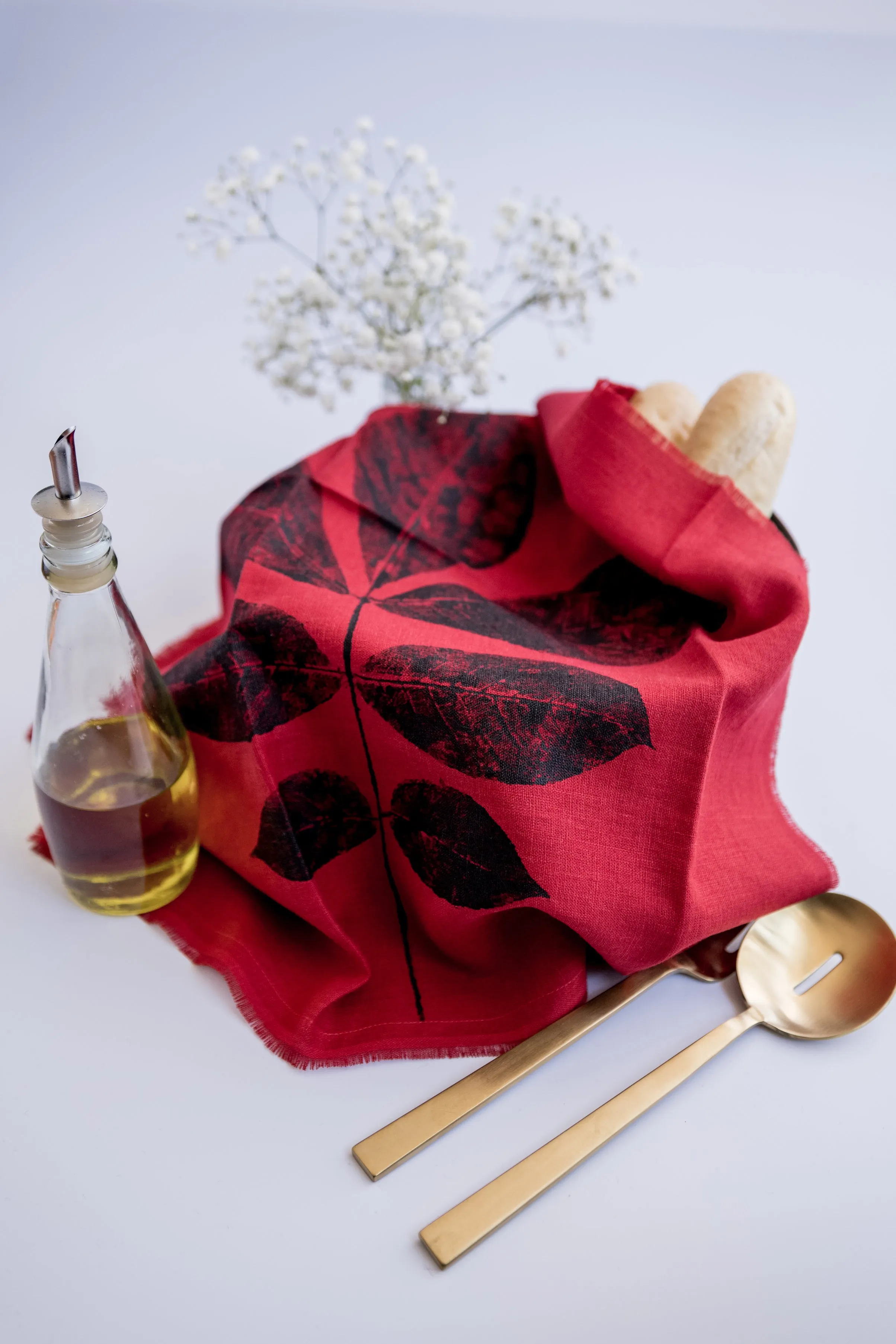 Red Linen Tea Towel