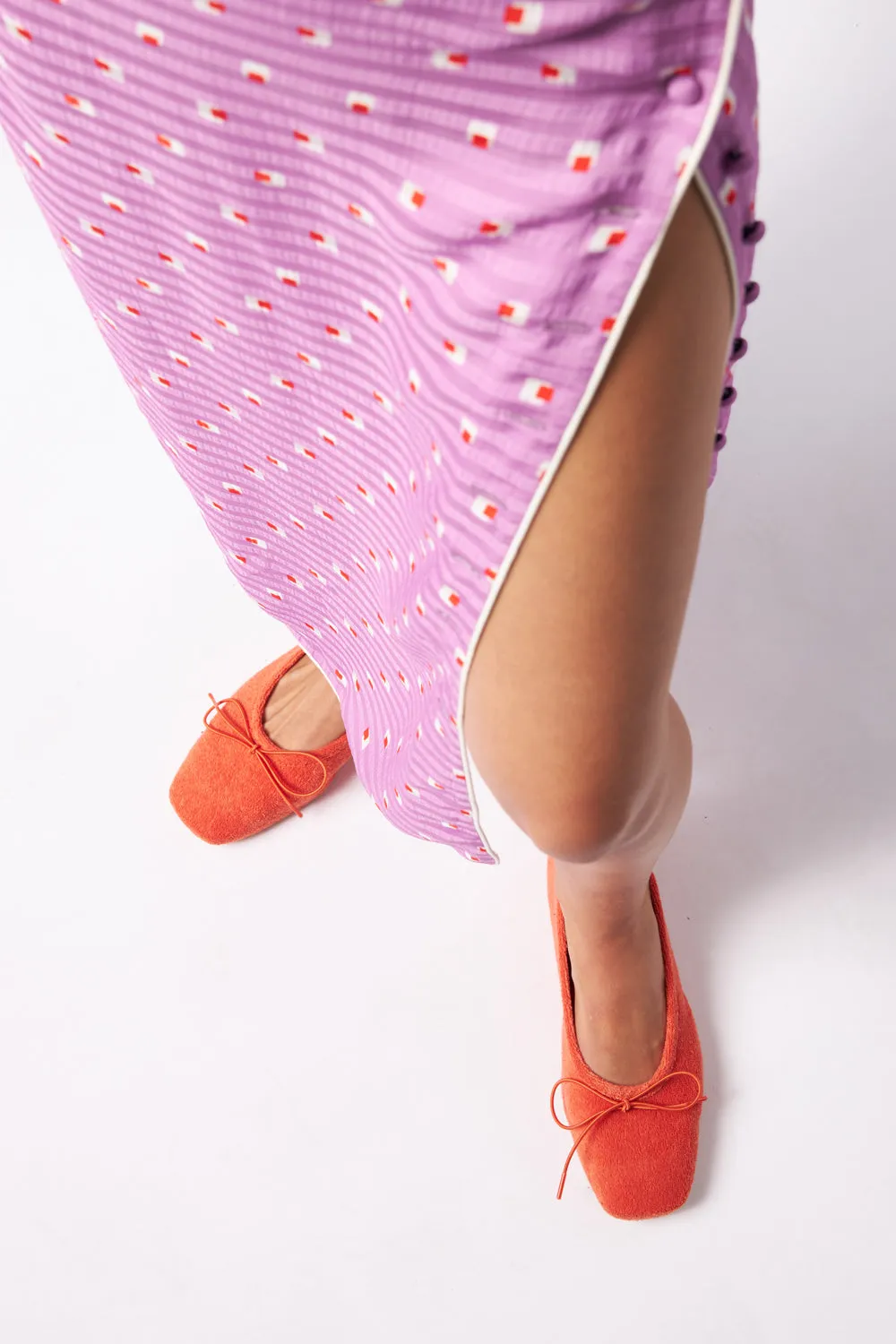 Sienna Ballet Flats in Orange Cotton Terry