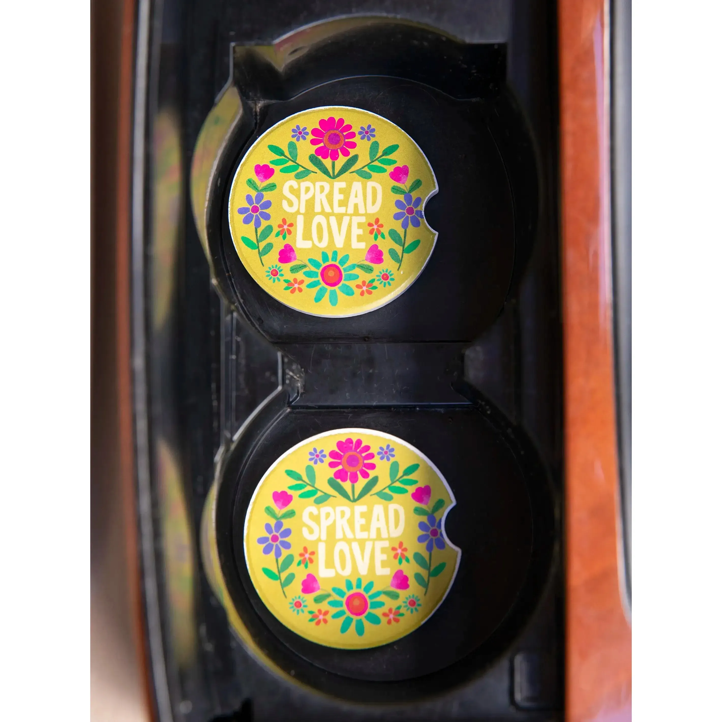 Spread Love Natural Life - Set of 2 Car Coasters