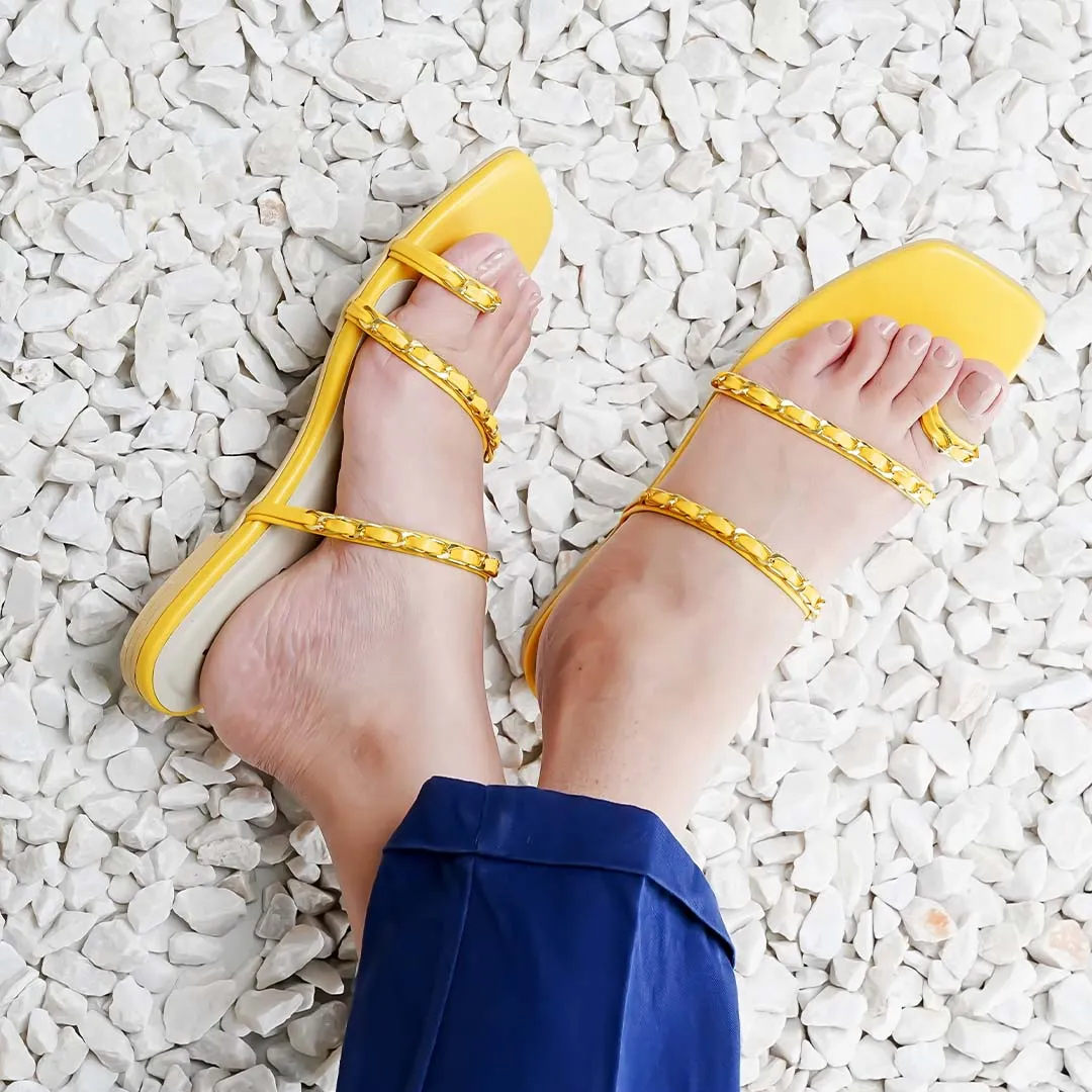 Strappy Chain Flats Yellow