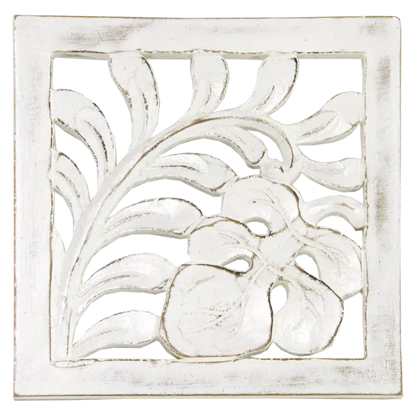 White Carved Leaf Trivet