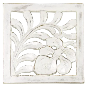 White Carved Leaf Trivet