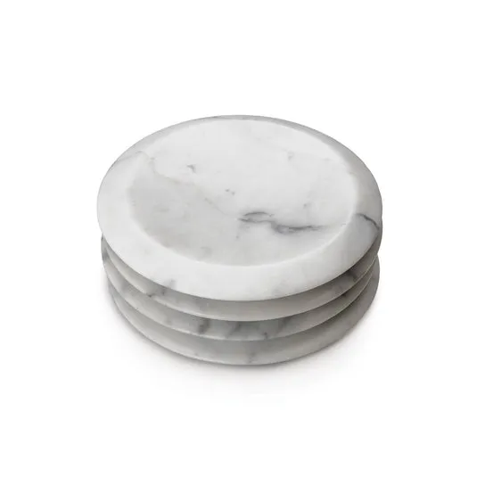 WHITE MARBLE COASTERS S/4