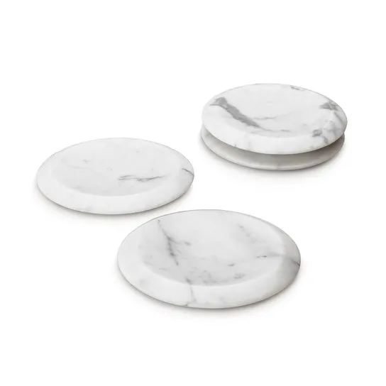 WHITE MARBLE COASTERS S/4