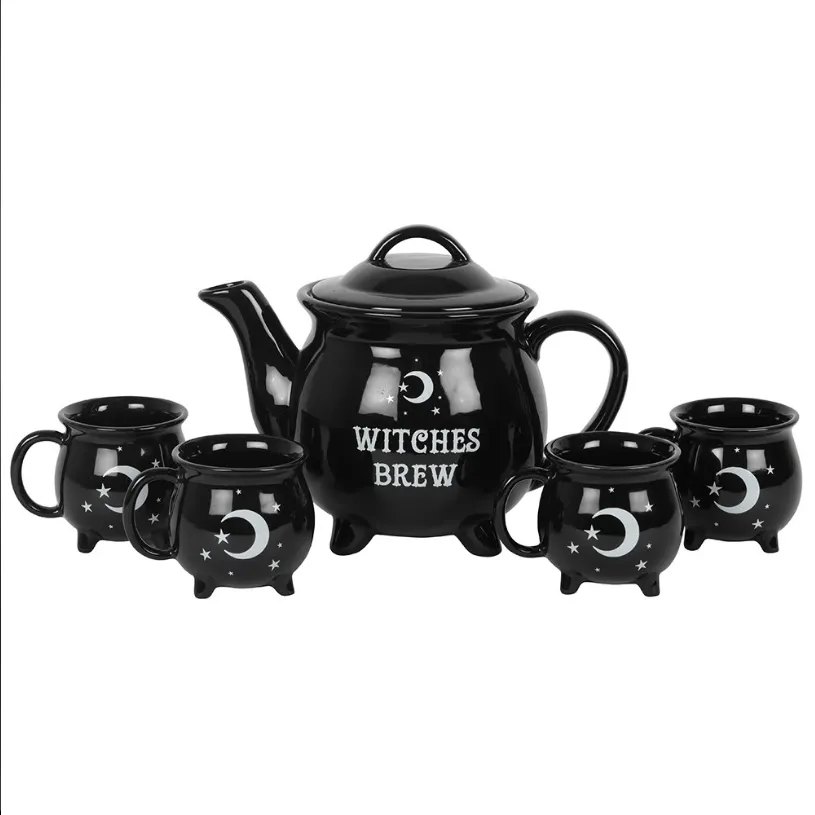 Witches Brew Ceramic Cauldron Tea Set