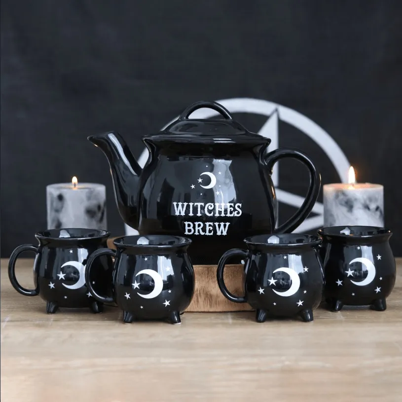 Witches Brew Ceramic Cauldron Tea Set