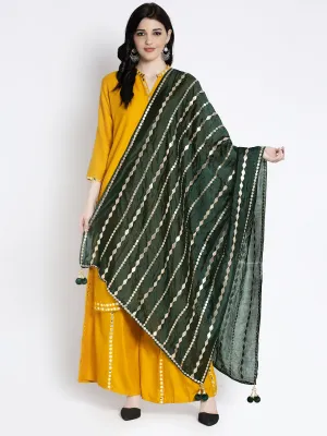 Women'S Bottle Green Gotta Patti Silk Dupatta