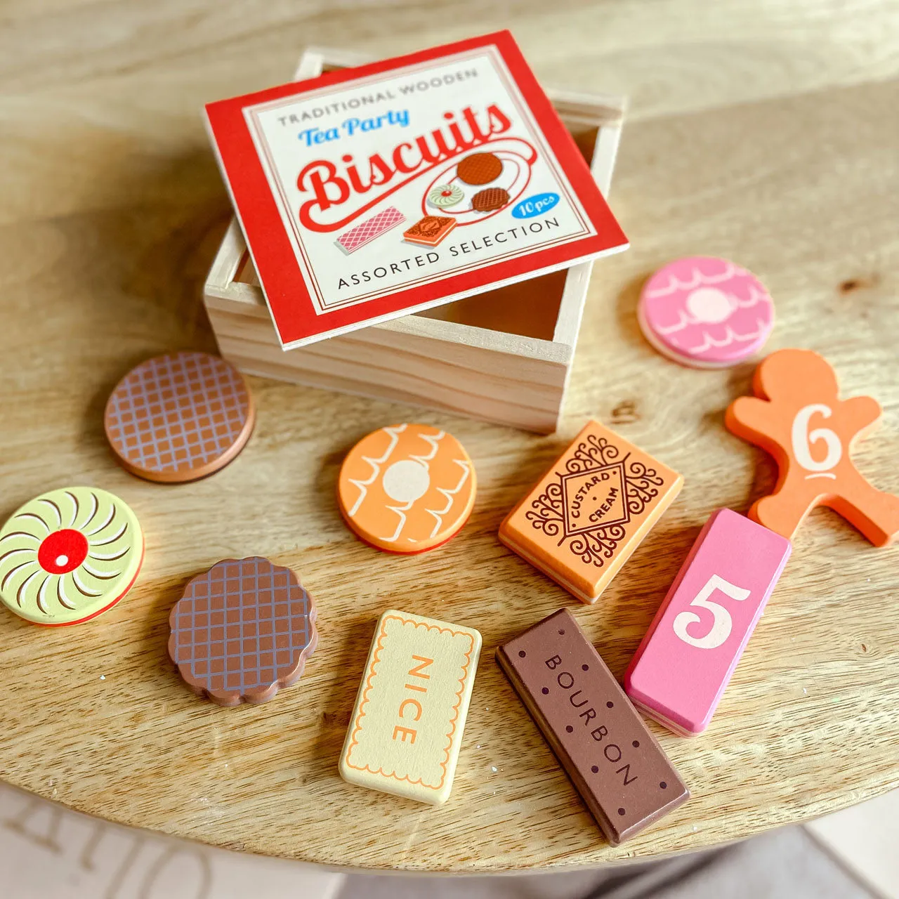 Wooden Tea Party Biscuits for Toy Kitchen