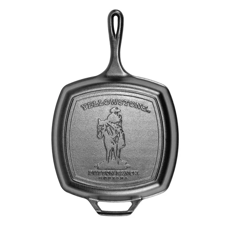 Yellowstone™ 10.5 Inch Square Seasoned Cast Iron Cowboy Grill Pan