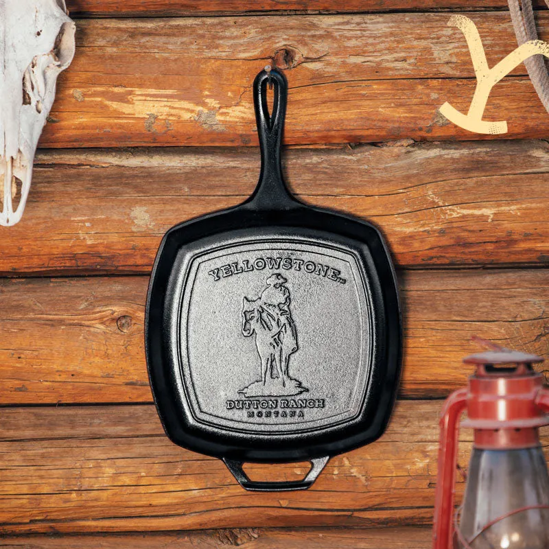 Yellowstone™ 10.5 Inch Square Seasoned Cast Iron Cowboy Grill Pan